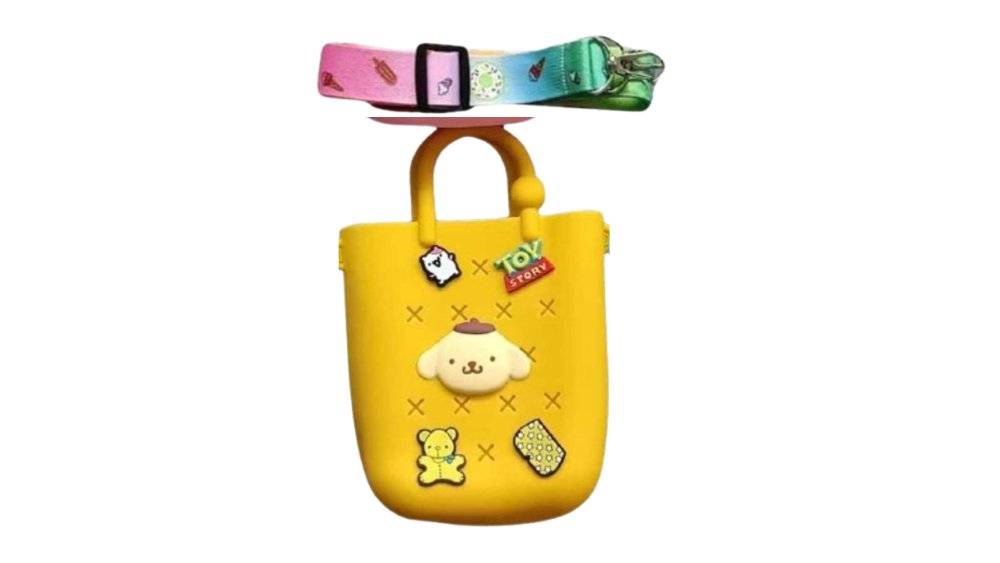 Kawaii Silicone Crossbody Bag with Pompompurin Design & Charms