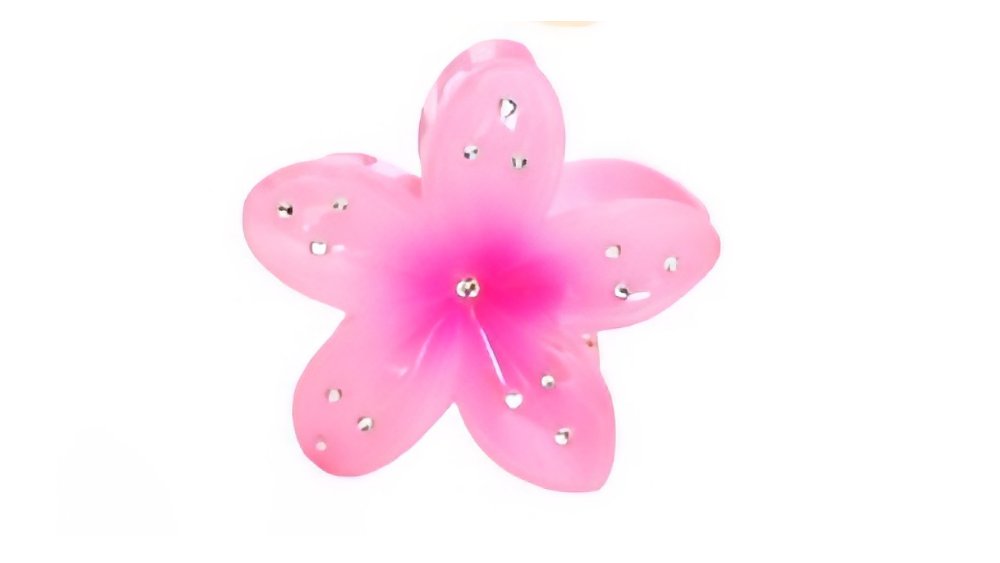Pink Flower Crystal Hair Clip with Rhinestones